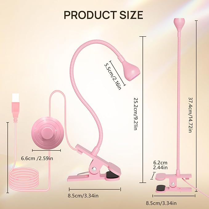 AORAEM UV LED Nail Lamp, Quick Drying UV Light for Gel Nails Foot Control LED Nail Cure Lamp, Flash Cure Light with Gooseneck and Clamp for Gel Nails, Pink