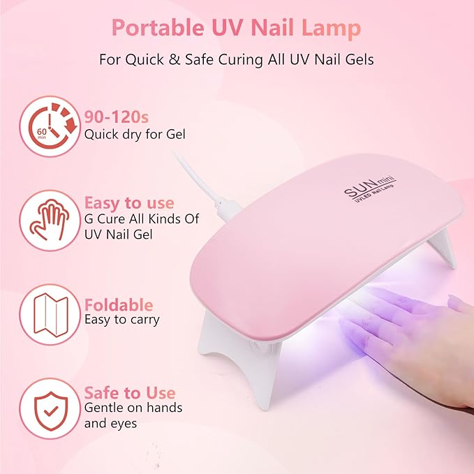 Acrylic Nail Kit for Beginners with Everything - Practice Hand for Acrylic Nails - 6PCS Nail Powder Liquid Set with UV Lamp - Professional Manicure Set in Pink Bag for Starter Home Salon (Purple-1)