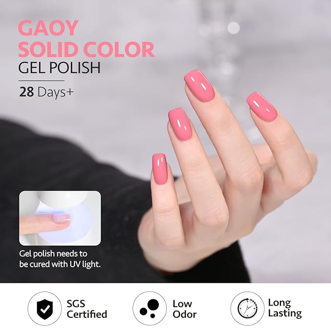 GAOY Pink Gel Nail Polish, 16ml Soak Off Gel Polish, UV Light Cure for Nail Art DIY Manicure at Home, 2015 Cherry Pink