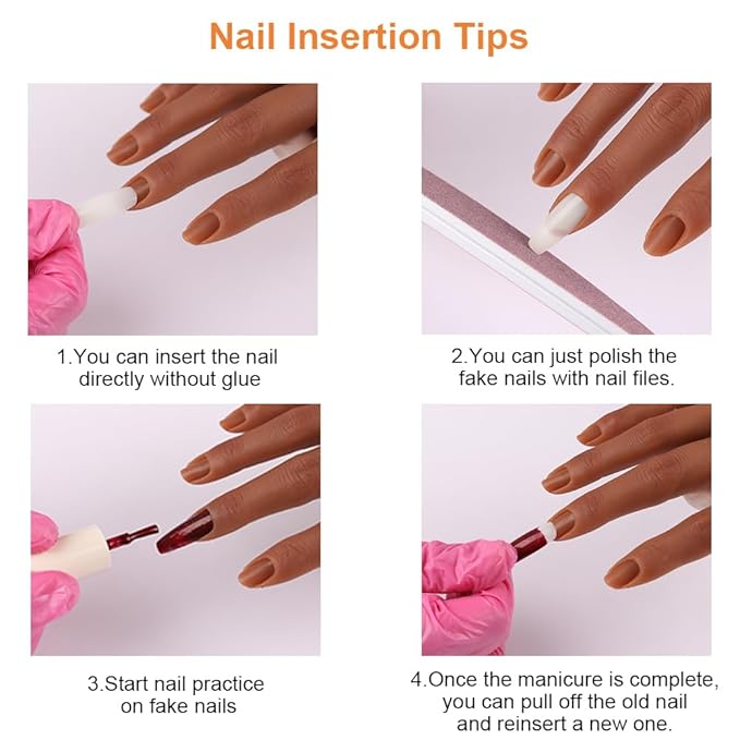 Practice Hand for Acrylic Nails with Stand Bracket, Silicone Fake Hands to Practice Fake Nails Mannequin Hand for Nails Practice and Nail Art Single Right Hand Color 5#