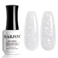 RARJSM Milky White Reflective Glitter Gel Nail Polish Sheer Flash Diamond Jelly White Sparkle Silver Shimmer Gel Polish Soak off Curing Requires 15ml Single Bottle for Home Salon