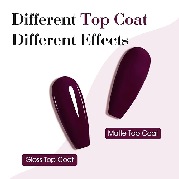 CANNI Dark Red Purple Gel Nail Polish, 1Pcs Burgundy Red Purple Color Nail Polish High Gloss Manicure Salon DIY
