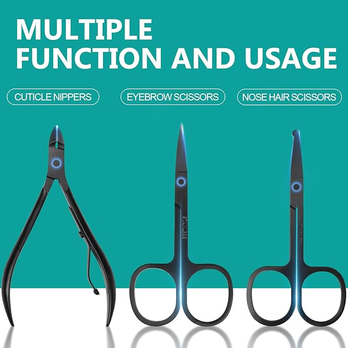 Nail Clippers Set, 26 Piece Manicure Set & Pedicure Kit, Stainless Steel Fingernail & Toenail Clipper Cutters, Professional Nail Care Tools with Luxurious Travel Case for Men and Women, Brown