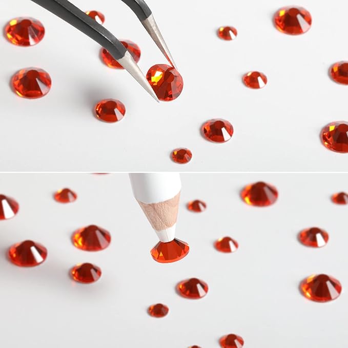 Beadsland Rhinestones for Makeup,8 Sizes 2500pcs Orange Flatback Rhinestones Eye Gems for Nails Crafts with Tweezers and Wax Pencil,Orange,SS4-SS30