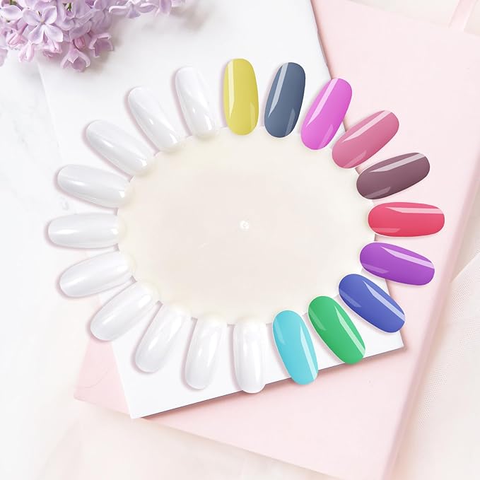 10Pcs False Nail Swatches Wheels Nail Polish Display Wheel Nail Display Color Sample Swatch Wheel Plastic Nail Art Color Tester Wheels for Manicure Swatches Color Show