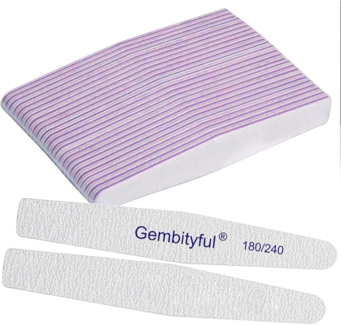 25 Pcs Thick Nail File 180/240 Grit Rhombus Shape, Emery Boards Nail File for Natural Nails and Acrylic Nails, Double Sided Boards Profesional for Home and Salon