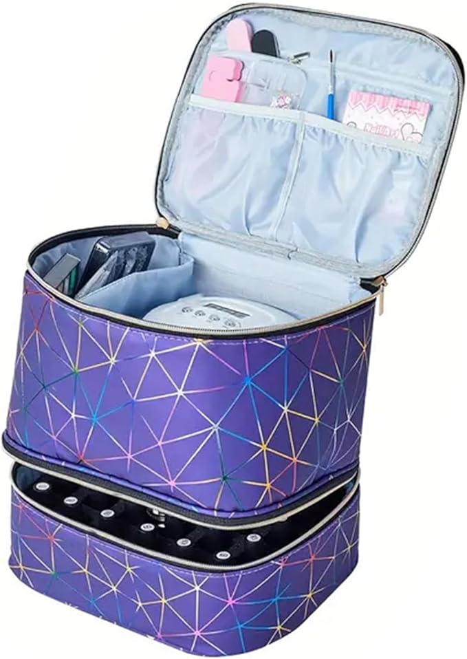 Nail Polish Organizer Bag Holds 30 Bottles Nail Supplies Storage Organizers Box NailPolish Carrying Case Organizer Nails Kit Bag Organizers Case For Nails Polish And Manicure Set,Sponge Partitions