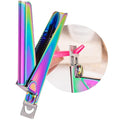 Nail Clippers for Acrylic Nails, Chameleon Premium Metal Acrylic Nail Clippers, Stainless Steel Rainbow Color Trimmer, False Fake Nail Tips French Shape Acrylic Nail Cutter for Salon Home Manicure