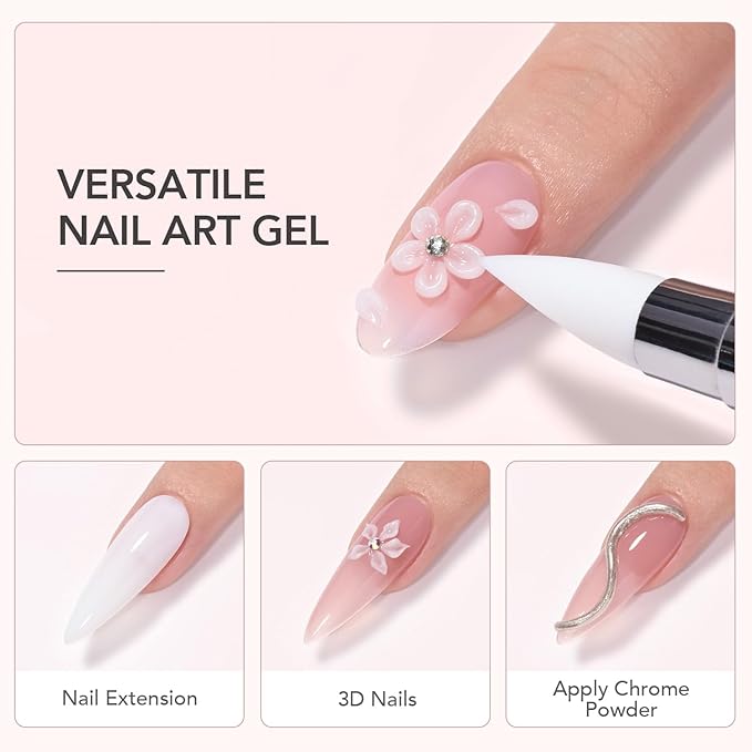 GAOY White 3D Sculpting Gel for Nail Art, 15g Solid Nail Gel Non-Sticky Hard Builder Gel for Carving, Molding and Building