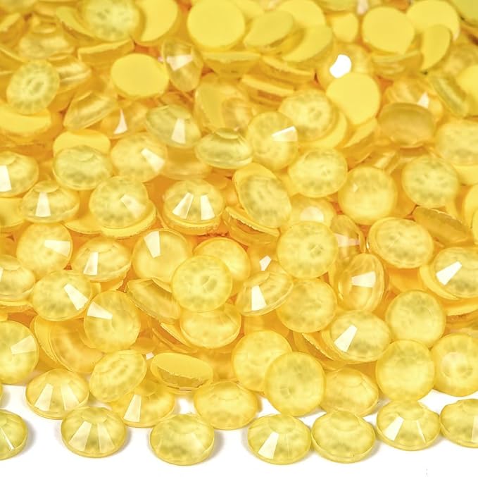 Blinginbox Flatback Rhinestones Round Gems, 1440pcs Luminous Series Glass Stones Neon Gems Non Hotfix Crystal Rhinestones for Nail Charms Crafts Clothes Tumblers,Yellow Neon,SS10.