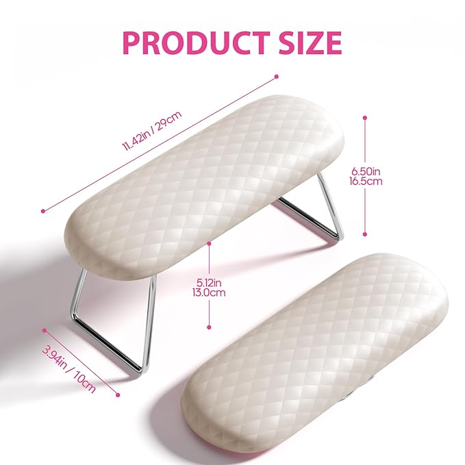 AORAEM Nail Arm Rest Cushion, Nail Hand Cushion Microfiber Leather Manicure Hand Pillow Stand Professional Nail Rest Table Desk Station for Nails Art DIY Use (Creamy White)