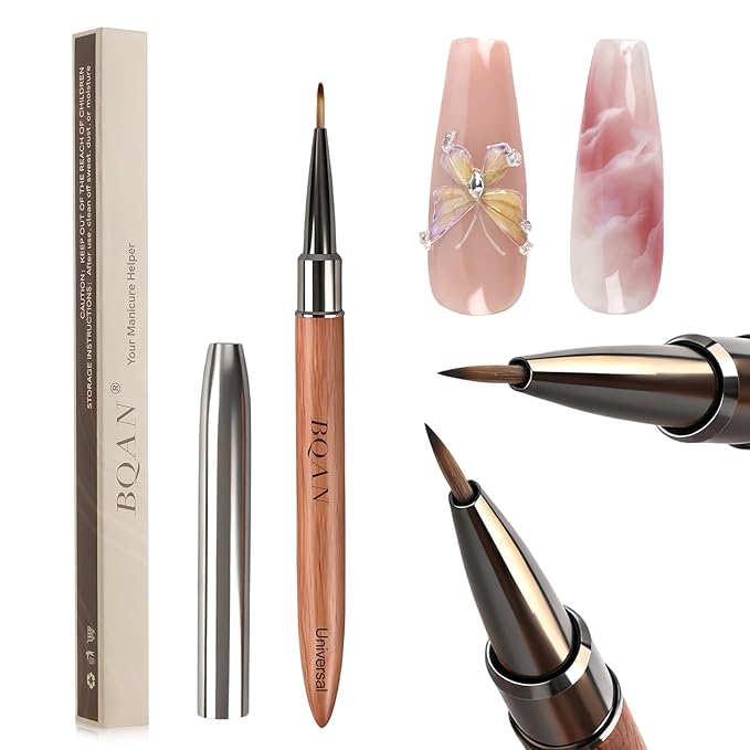 BQAN 1Pcs Nail Art Brushes Universal Nail Brush for Flower, Petal & Painting Design Gel Polish Nails Art Pen With Wooden Handle Salon DIY Tools at Home