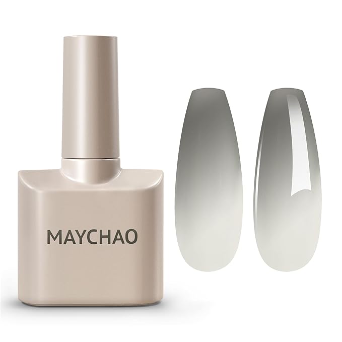 MAYCHAO 15ML Color Changing Gel Nail Polish 1Pc Black-Light Grey Tepaerature Change Gel Polish Soak Off Nail Polish Nail Art Manicure Salon DIY Gifts at Home, 0.5 OZ