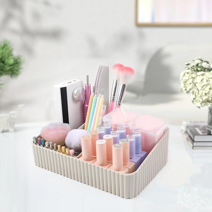 Nail Drill Machine & Bits Storage Box, 10 Holes Transparent Acrylic Drill Bit Holder, Plastic Nail Drill Tool Displayer Holder Case for Nails, Nail Drill Grinding Bit Organizer(Grey)