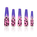 LOVFUL Press on Nails Boozy Lavender | Handmade with Full Covered Crystals | Reusable Full Cover Nails | Coffin Long 2.2 in | H211-S