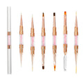 Dual-Ended Nail Art Liner Brushes(6PCS) - 5/7/10/15/19mm Precision Tips for Gel Polish Acrylic Painting, DIY Manicure and Cuticle Polish Mistake Correction