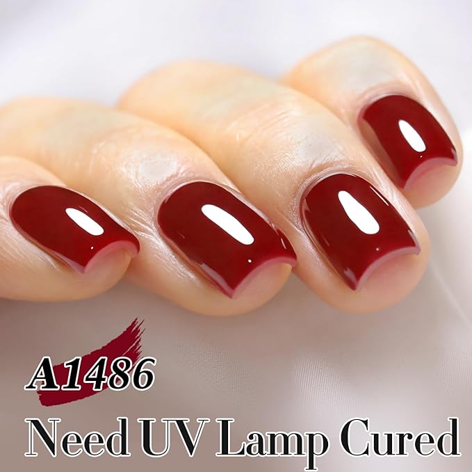 Double Rhythm Gel Polish 15ML Jelly Sheer Pastel Light Milky Color Pearl White Bottle 1 PC 0.5 OZ Full Size Nail Art Salon at Home (Pale Burgundy-D1486)