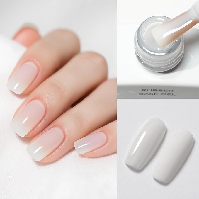 CANNI Rubber Base Gel Set - 6 Colors Milky White Clear Pink Nude Builder Nail Gel for Nail Strengthening, Soak Off UV LED for Natural Nails, DIY Manicure Salon Use Women & Girls