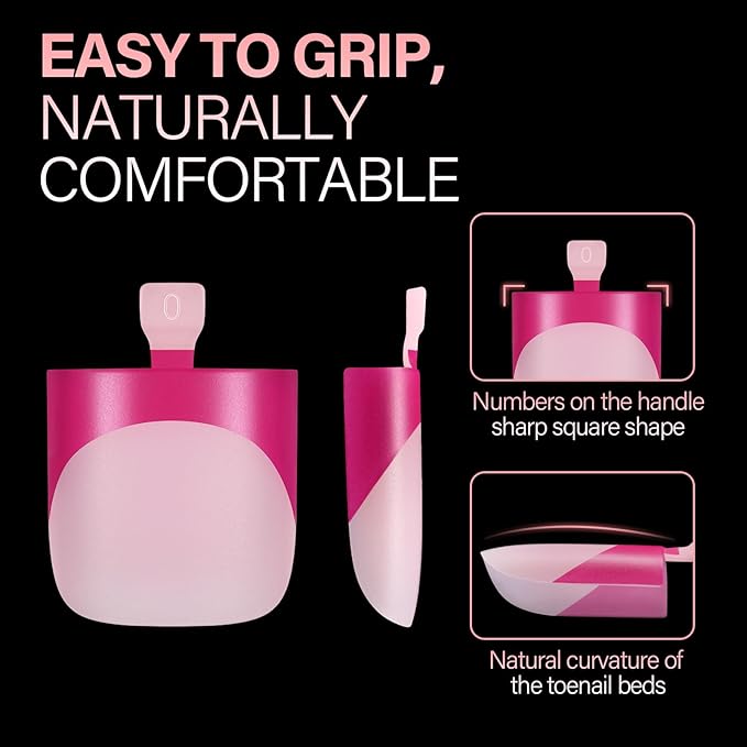 AILLSA Toe Nail Tips, French Press On Toenails 5 Mixed Colors, 15 Sizes Short Square Pre-Designed Full Cover Fake Toenails, Baby Pink Acrylic Wearable DIY Nail Art for Women