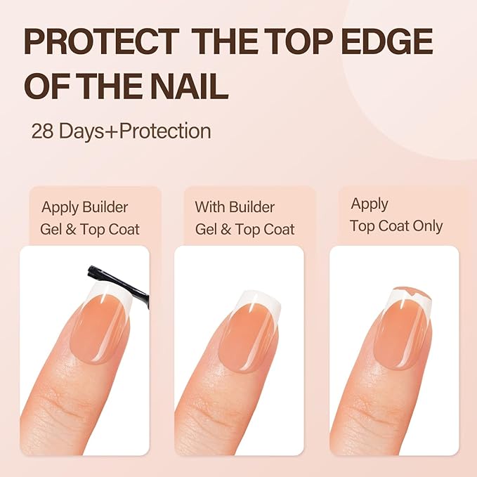 150Pcs French Gel Nail tips, Vansiho French Tip Press on Nails, Short Square Soft Gel Nails False Nail Brown, Acrylic Fake Nails for Nail Art DIY 15 Sizes