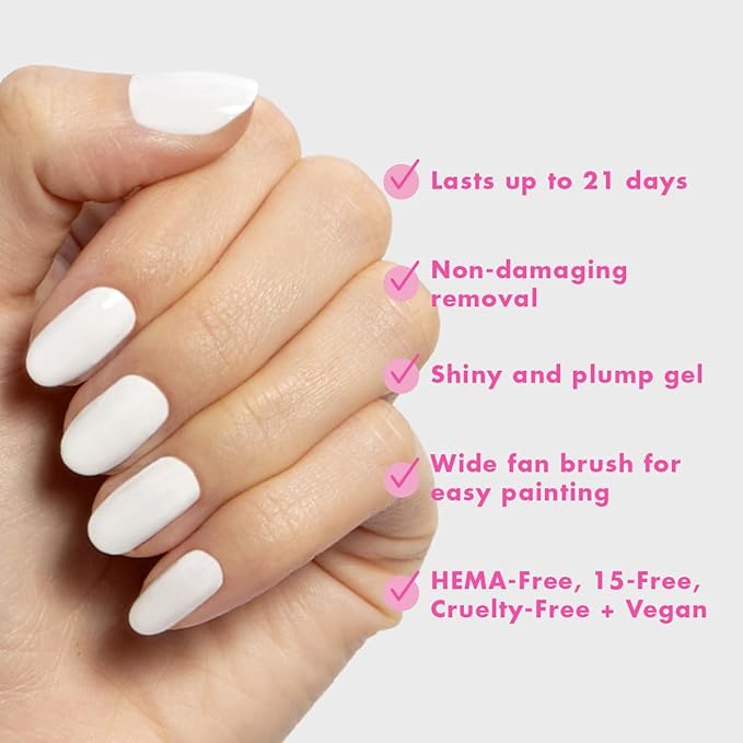 Olive & June Gel Polish | Valentine's Day | UV LED Nail Lamp Needed | Long Lasting Formula | Up to 21 Days of Wear | Damage-Free Removal | Salon-Quality Manicure, Pedicure | HD | Crisp White