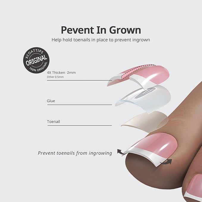 BTArtboxnails XCOATTIPS Toe Nail Tips - Lamp-Curable Real Square White Press On Toenails for Women, 150 Soak Off French Tip Toe Nail Extensions in 15 Sizes, Builder Gel & Top Coat Required