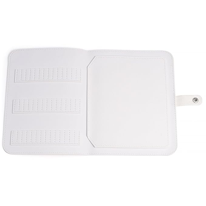 Nail Drill Bits Holder Portable PU Leather Nail Drill Bit Storage Bag 84 Holes Nail Bits Displayer Organizer Large Space Snake Print Nail Drill Bit Organizer (Drill Bits Not Included) (White)