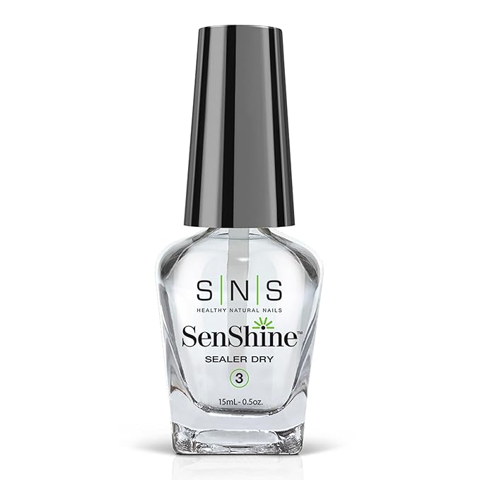SNS Nail Polish for Nail Dip Powder, SenShine Sealer Dry - Sealing & Hardening Agent for Dip Powders - Brings Color & Hardens Manicure Layers - Low-Odor & No UV Lamp Required - 0.5 OZ