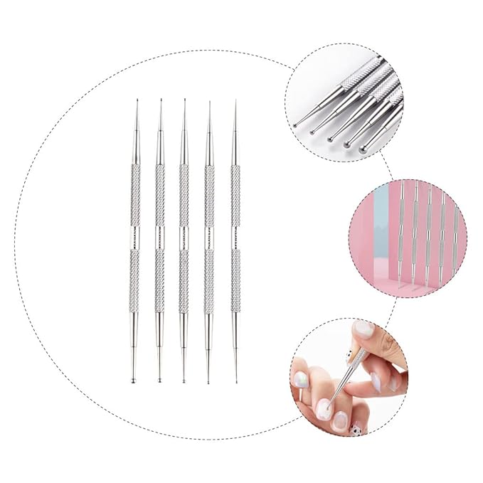 Beaupretty 5pcs Nail Dotting 2 way dotting pen nail dotting tool dotting tools set Pen Ball Embossing
