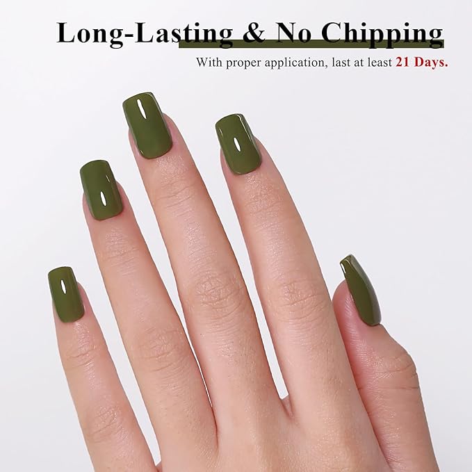 Imtiti 10ml Olive Green Gel Nail Polish Long Lasting Soak Off UV Led Fall Gel Polish Salon DIY at Home Gift for Women 1Pcs