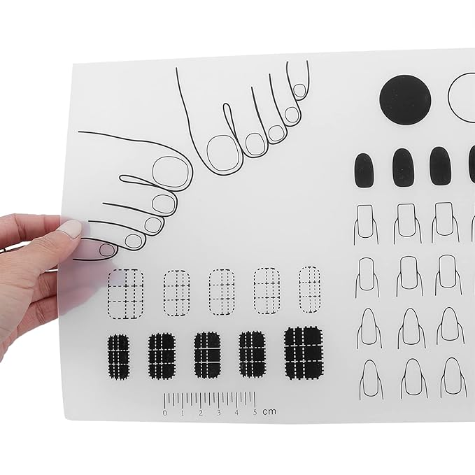 FRCOLOR Manicure Mat Silicone Nail Art Stamping Mat with Ruler and Color Testing Area Nail Polish Practice Pad Sticker Guide Protective Table Cover for Workspace