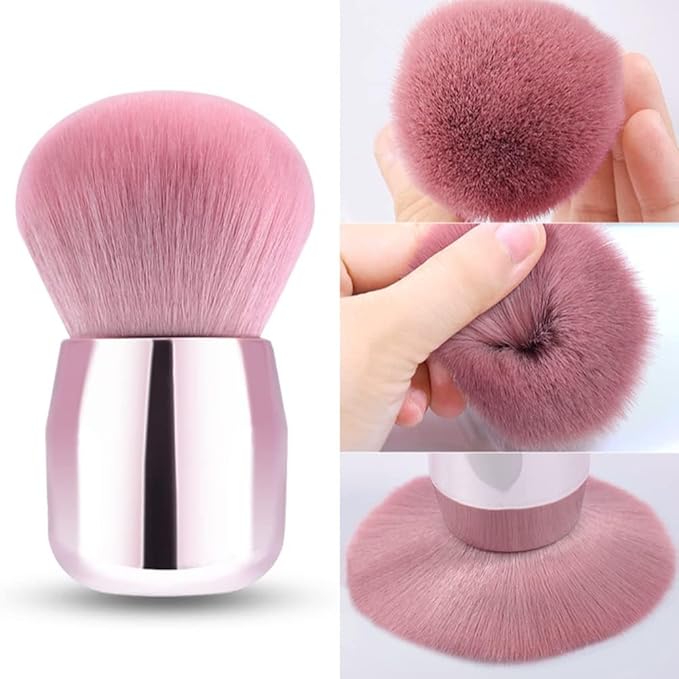 Nail Dust Brush for Acrylic and Dip Powder – Soft Kabuki Nail Cleaner Brush for Manicure, Makeup, Nail Art – Pink Handle