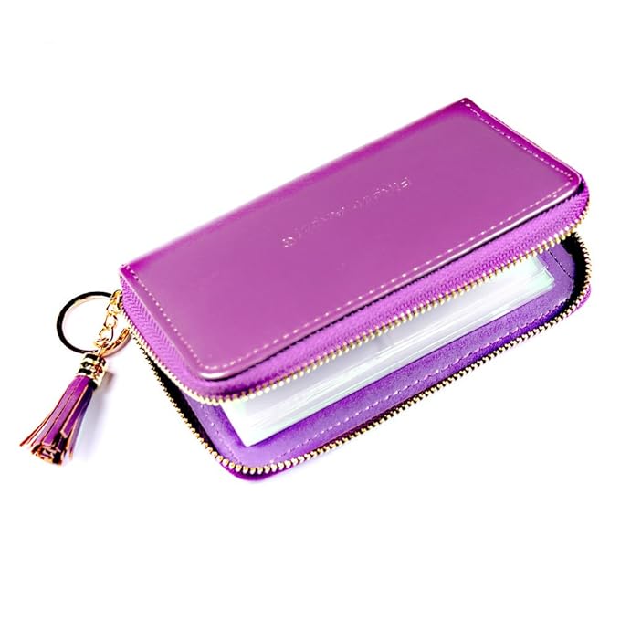 24 Slots Nail Stamping Plate Holder Case Round Square Rectangular Nail Art Stamp Plate Organizer Purple Color Stamping Ablum (Purple)