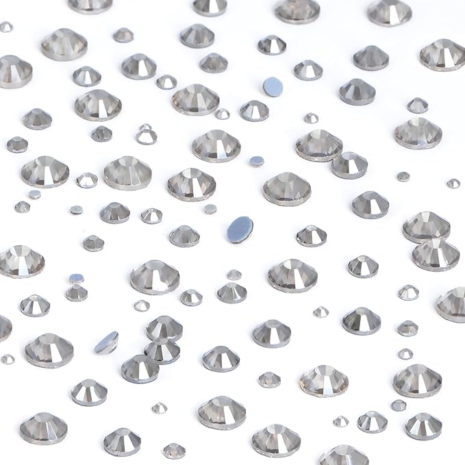 NCB Hotfix Iron on 8000pcs Crystal Rhinestones Round Gem for Crafts Decoration DIY Jewelry Making with a Tweezers and 2 Picking pens (Black Diamond, 6Sizes SS4-SS30)