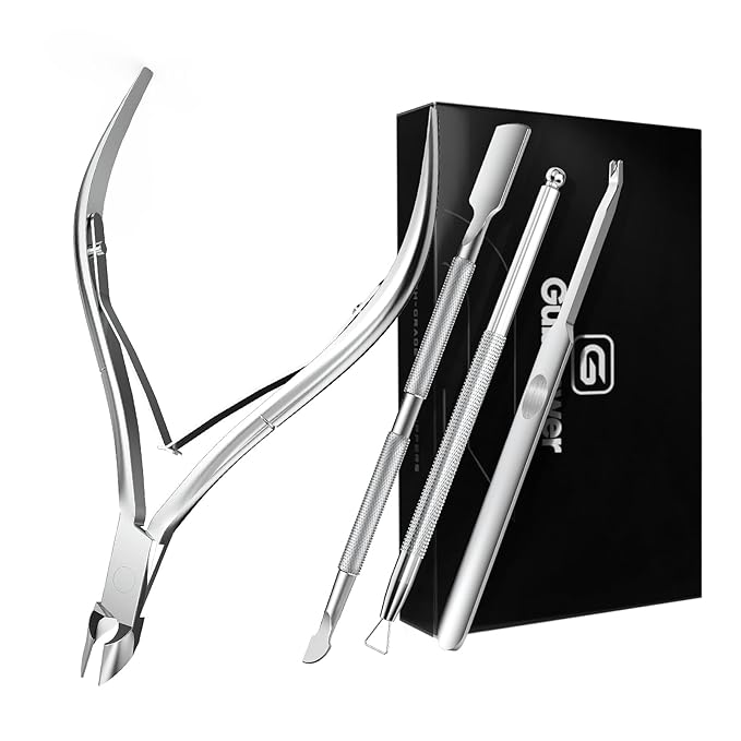 Cuticle Trimmer with Cuticle Pusher and Cutter Cuticle Nippers & Cutter Set, Professional Stainless Steel Cuticle Cutter Manicure Tools For Precise Nail Care Fingernails & cuticle scissors 4 Piece Set