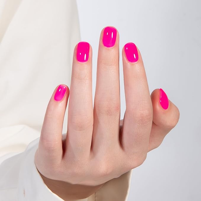 MAYCHAO 15ML Jelly Hot Pink Gel Nail Polish 1Pc Transparent Bright Pink Gel Polish Soak Off UV LED Translucent Nail Polish Nail Art Starter Manicure Salon DIY at Home, 0.5 OZ