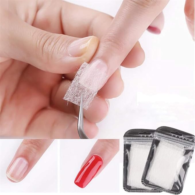 20Pcs Nails Kit Nail Extensions Kit Fiberglass Nail Art Builder Wrap Sticker Tips with Shape Clip Repair Broken Nails Nail Art Accessories Nail Repair kit (White)