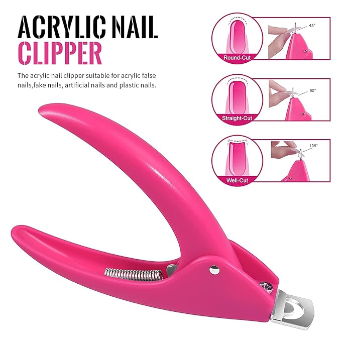 MORGLES Half Cover Coffin Nail Tips Set, 500 Pcs Clear Acrylic Nail Tips, with Glue, Clipper, Files, Cuticle Pusher and Fork for Salons and Home DIY with Box