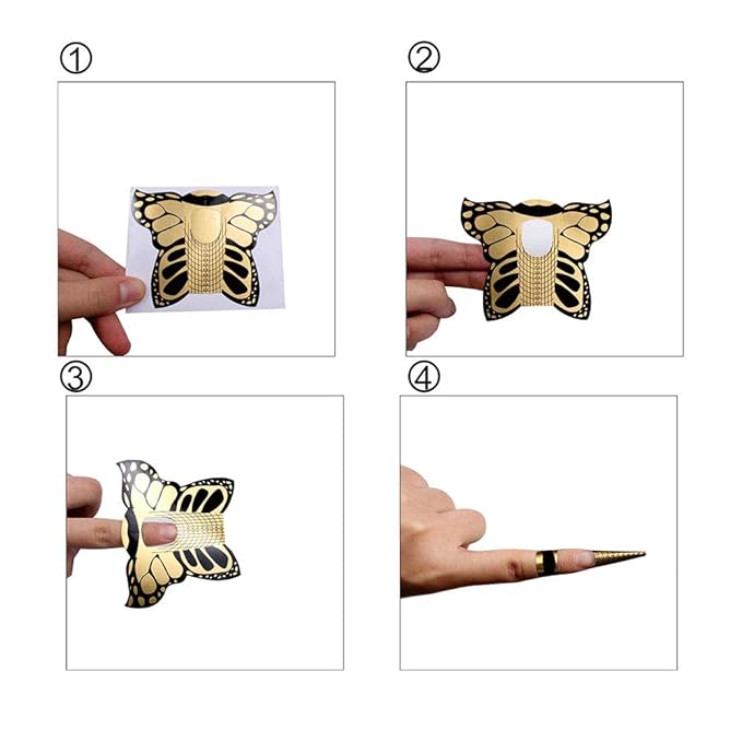 500pcs Pro Butterfly Square Tips Nail Form Forms for C Curve Acrylic UV Gel Nails Builder Nail Extension Nail Art Tool Guide Stickers Dispenser