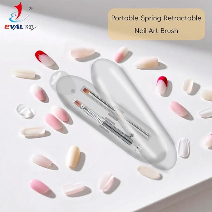 Nail Art Brushes Set, YIHUALE Push Contact Builder Nail Extension Gel Brush, Gel Polish Art Design Pen Painting Tools, Nail Art Liner Brush and Dotting Pen for Salon, DIY (White, 1+2)