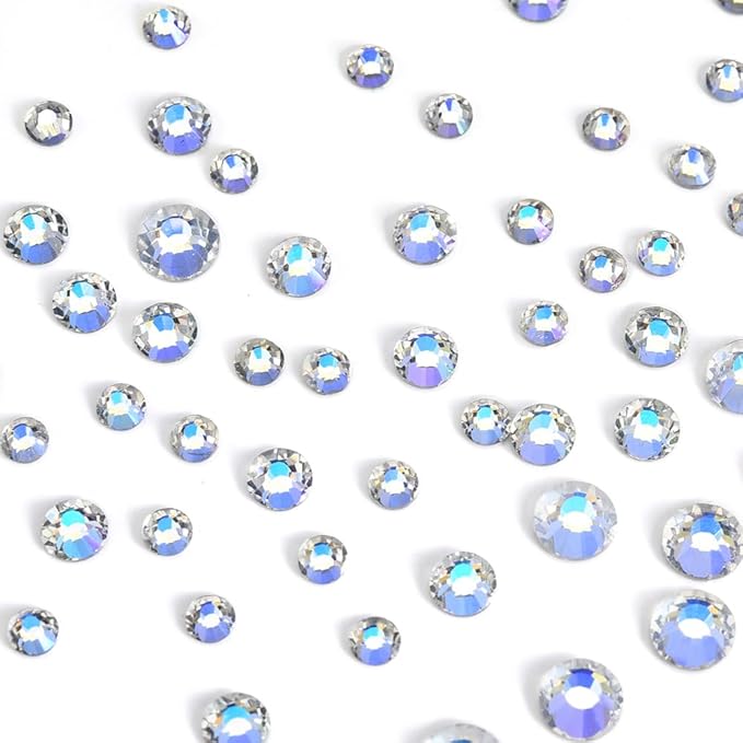 Blinginbox 288pcs Flat Back Rhinestones Round Gems for Nail Art and Craft Glue Fix,Bedazzling Decorations SS34,7.2mm,0.28inches Moonlight