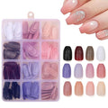 288 Pcs Press On Nails Short Coffin Fake Nails Press Ons Set Solid Color False Nails Full Cover Acrylic Glue on Nails Reusable Glossy Artificial Nail Kit for Women Girls Manicure 12 Color