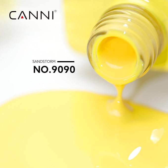 CANNI Bright Neon Yellow Gel Polish - Pastel Butter Yellow Color, High Gloss Soak Off U V Gel Nail Polish for French Nail Manicure Salon DIY