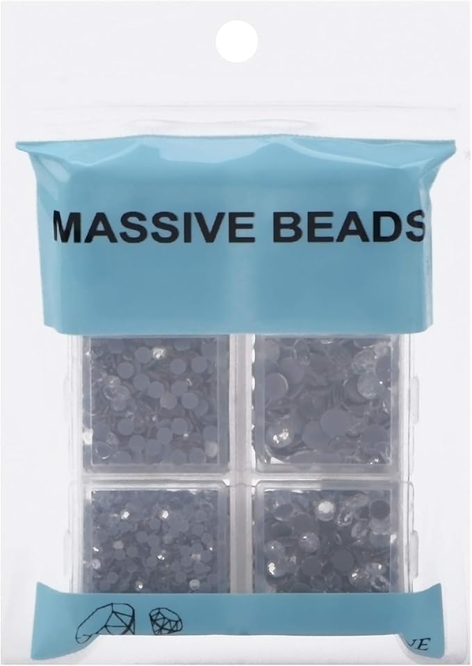 4000pcs Mixed Size Hot Fix Round Crystals Gems Glass Stones Hotfix Flat Back Rhinestones (Clear Crystal)