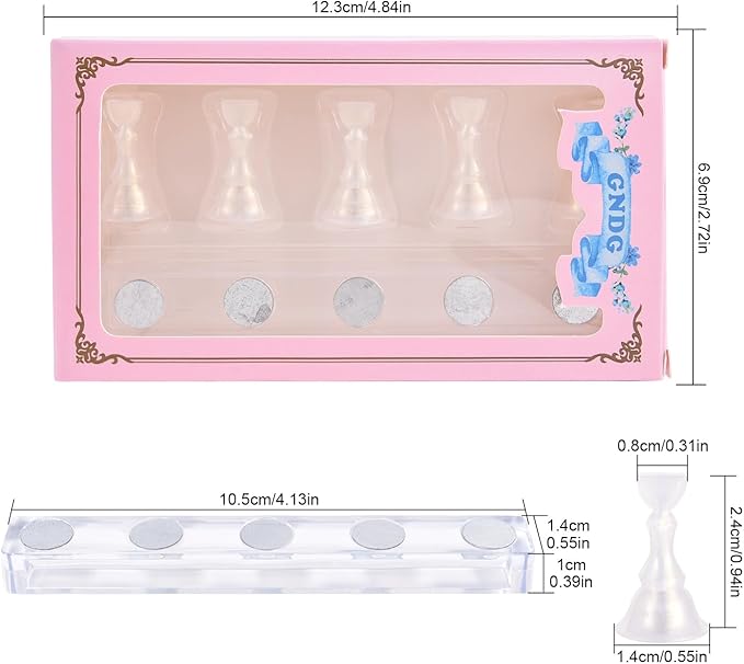 2 Sets Nail Stand for Press on Nails Art Display Practice Fake Nail Tips Holder for Painting Nails Stand Magnetic False Nail Practice Stand for Home DIY Nail Art And Nail Salon, Flash Gold