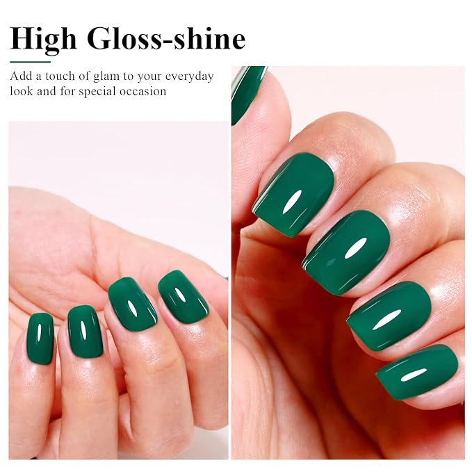 Imtiti Gel Nail Polish, Emerald Green Gel Polish Soak Off LED U V Nail Christmas Green Gel Polish DIY Nail Art Starter Manicure Salon Gel Nail Kit for Women Girls 10ML