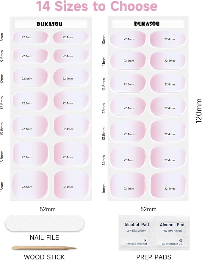 Semi Cured Gel Nail Strips,28 Pcs French Nail Stickers,Long Lasting Gel Strips with UV Light Rquried,Nail Art Stickers Easy to Apply（Clear）