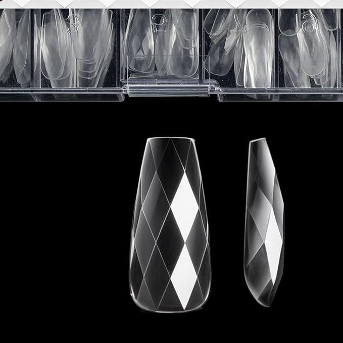 3D Diamond Shaped Polygel Nail, Extension Clear Full Cover False Nail Tips, Hybrid Gel Acrylic Nail, Diamond Fake Nails, 14 Sizes Building Artificial Press on Nail (style 5, 120pcs)