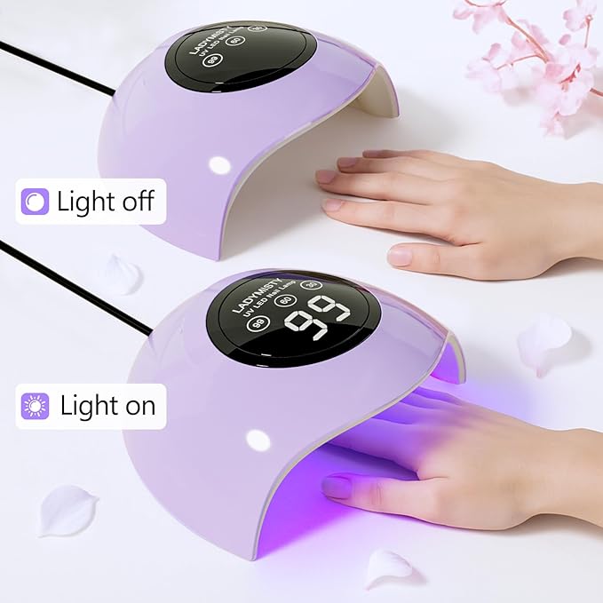72W UV LED Nail Lamp, 2026 New Upgrade UV Light for Gel Nails with 18 Beads, 3 Timer Nail Dryer, LCD Display, Auto Sensor, Professional Nail Lamps for Gel Polish – Best Gifts, Purple Lamp