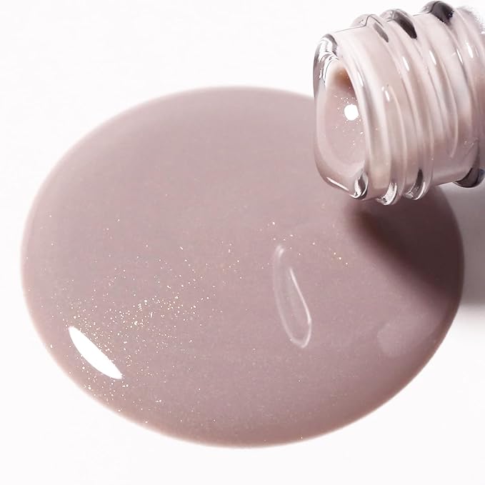 Imtiti Glitter Gel Nail Polish, 0.5 Fl Oz Nude Beige Glitter Polish Soak Off LED U V Gold Shimmer Sparkle DIY Nail Art Starter Manicure Salon Kit
